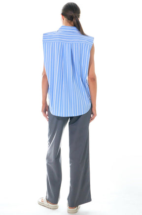 GREY LAB - Stripe Power Shoulder Shirt - SHIRTS & BLOUSES available at Objectrare