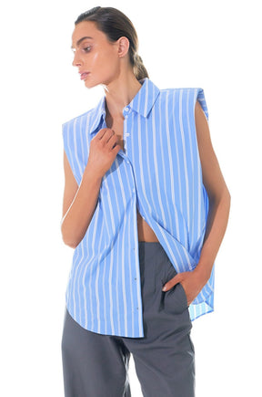 GREY LAB - Grey Lab - Stripe Power Shoulder Shirt - SHIRTS & BLOUSES available at Objectrare