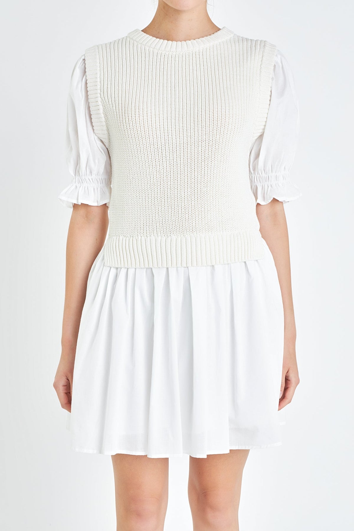 Mix Media Dress in White