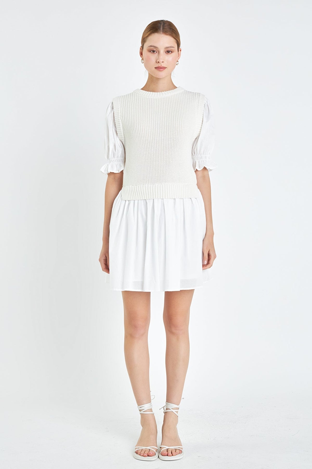 Mix Media Dress in White
