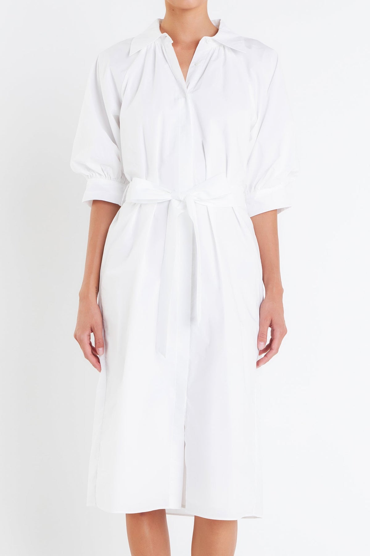 ENGLISH FACTORY - Shiringed Short Sleeves Shirt Dress - DRESSES available at Objectrare