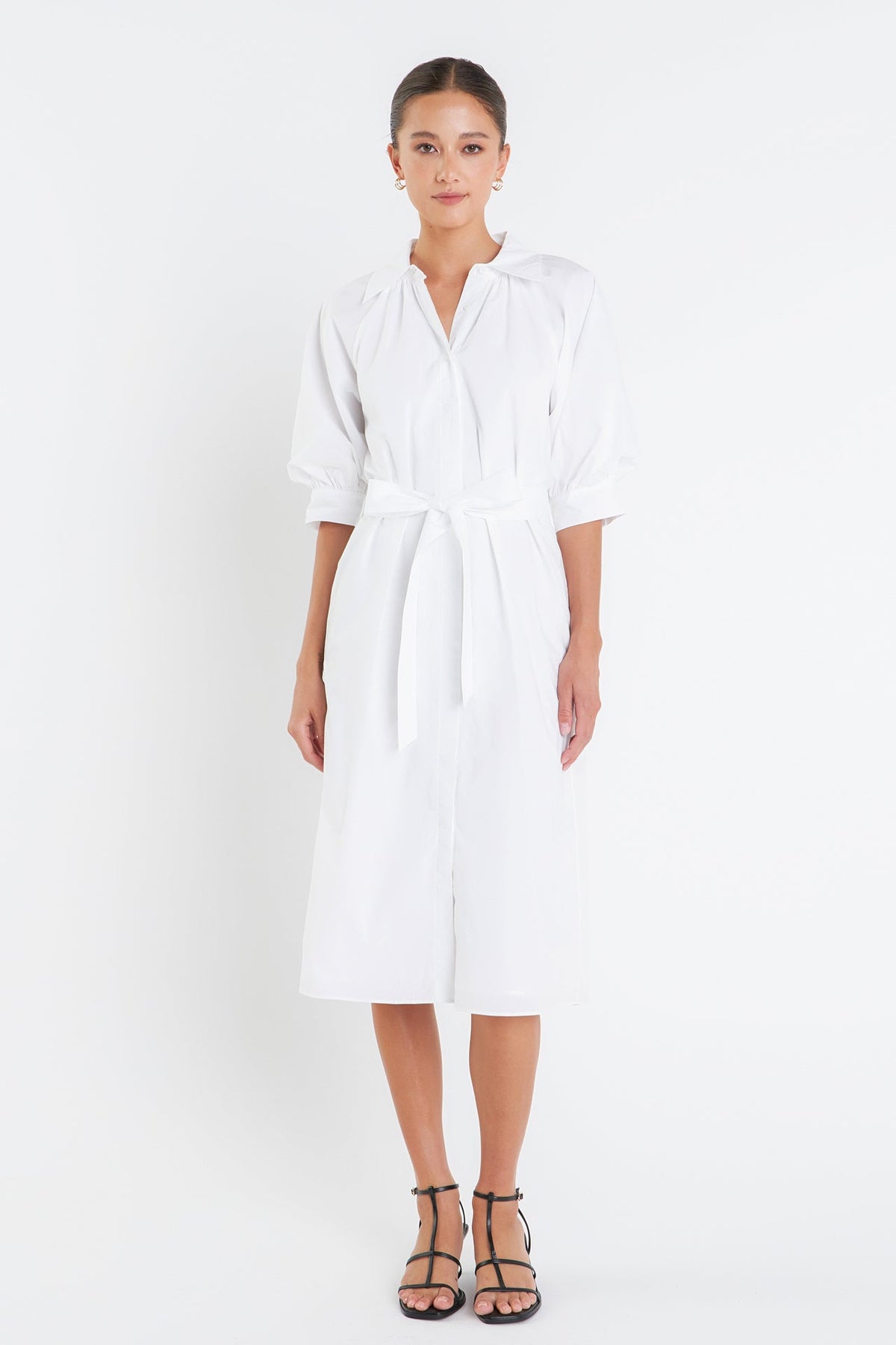 ENGLISH FACTORY - Shiringed Short Sleeves Shirt Dress - DRESSES available at Objectrare