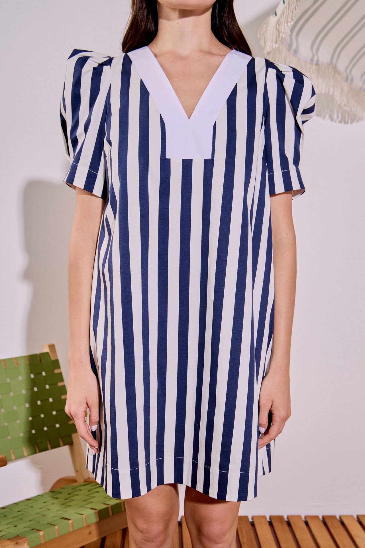 ENGLISH FACTORY - V-neck Puffy Sleeves Dress - DRESSES available at Objectrare