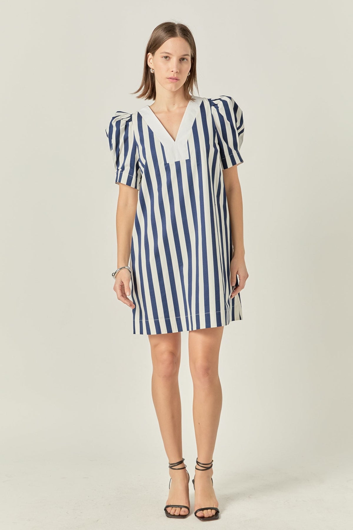 ENGLISH FACTORY - V-neck Puffy Sleeves Dress - DRESSES available at Objectrare