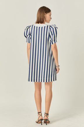 ENGLISH FACTORY - V-neck Puffy Sleeves Dress - DRESSES available at Objectrare