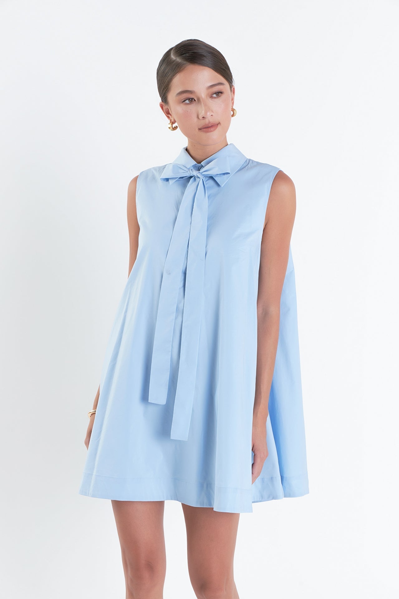 Sleeveless Bow Shirt Dress