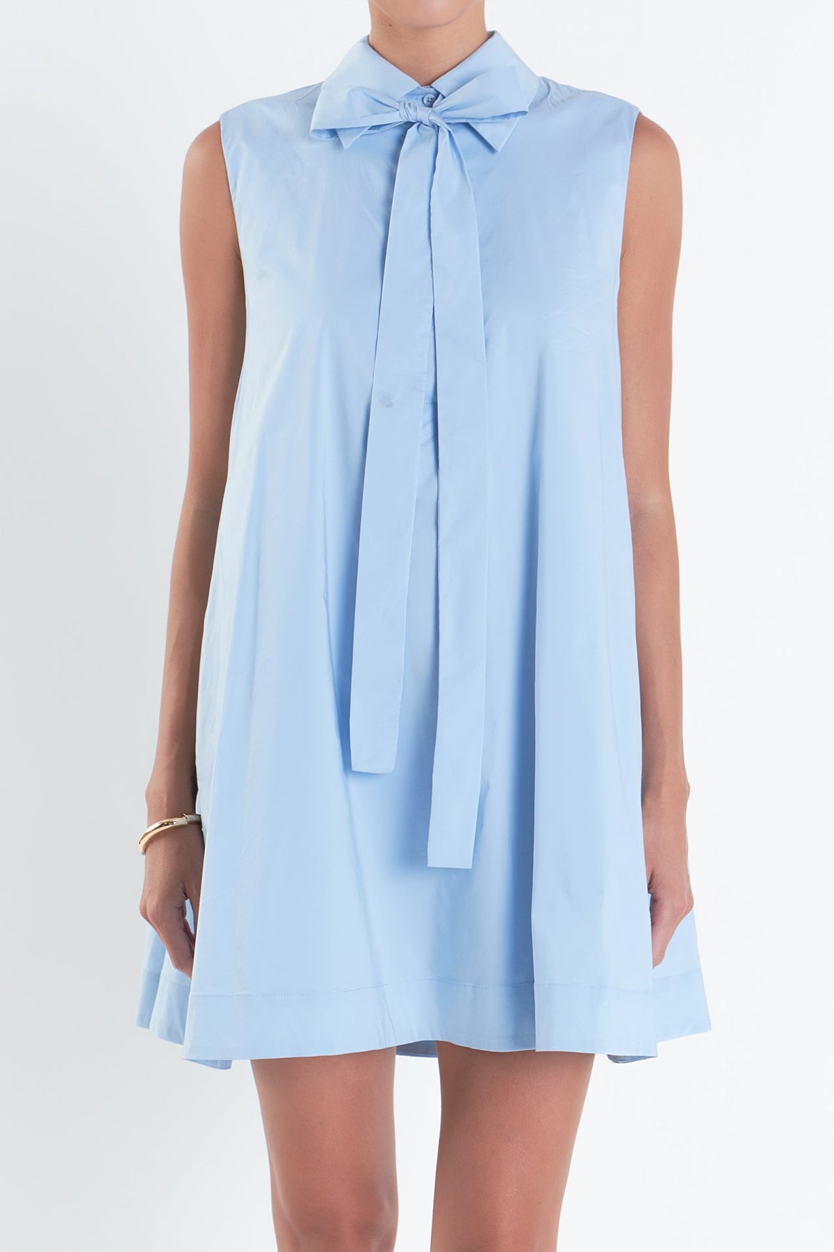 Sleeveless Bow Shirt Dress