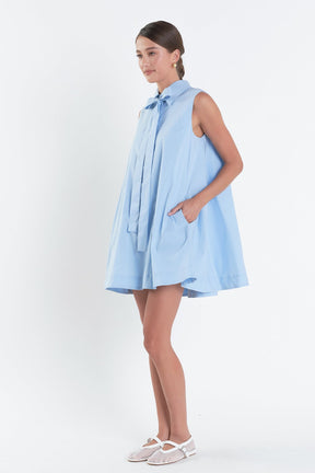 ENGLISH FACTORY - Sleeveless Bow Shirt Dress - DRESSES available at Objectrare