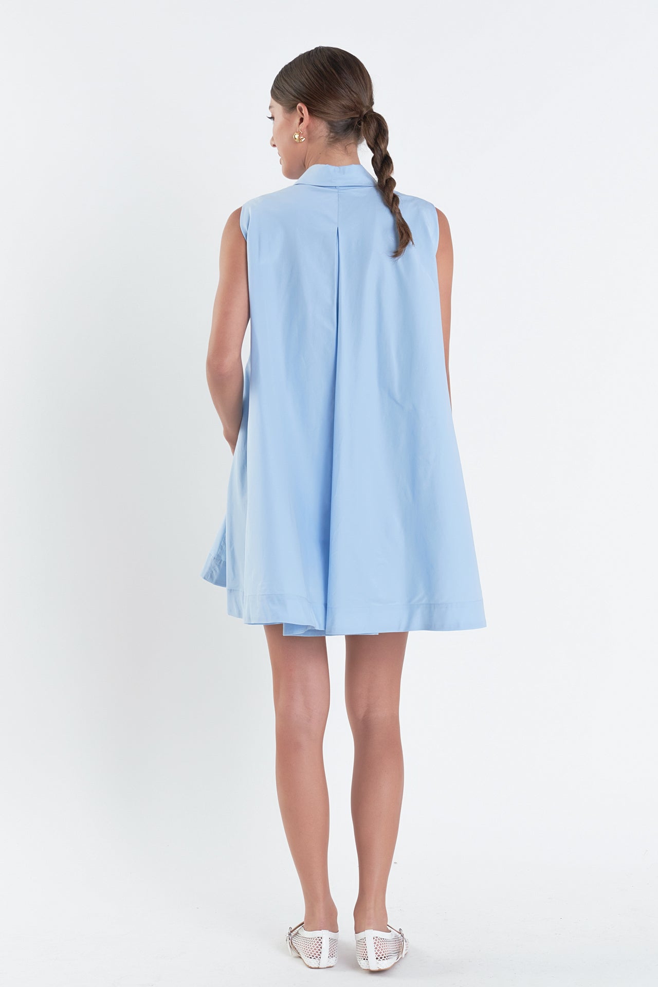 Sleeveless Bow Shirt Dress