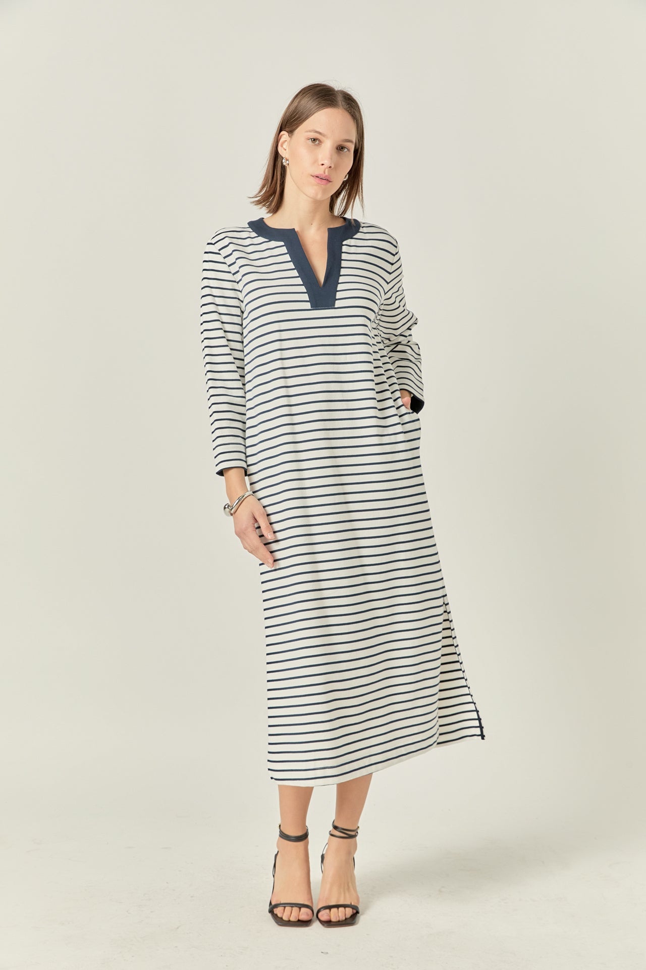 ENGLISH FACTORY - Stripe Jersey Midi Dress - DRESSES available at Objectrare