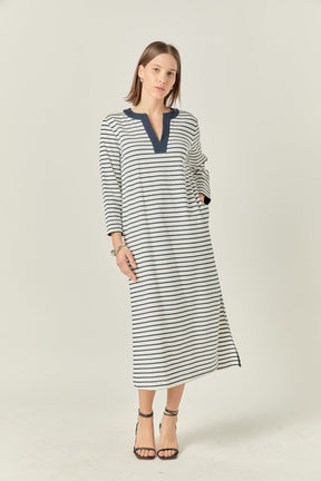 ENGLISH FACTORY - Stripe Jersey Midi Dress - DRESSES available at Objectrare