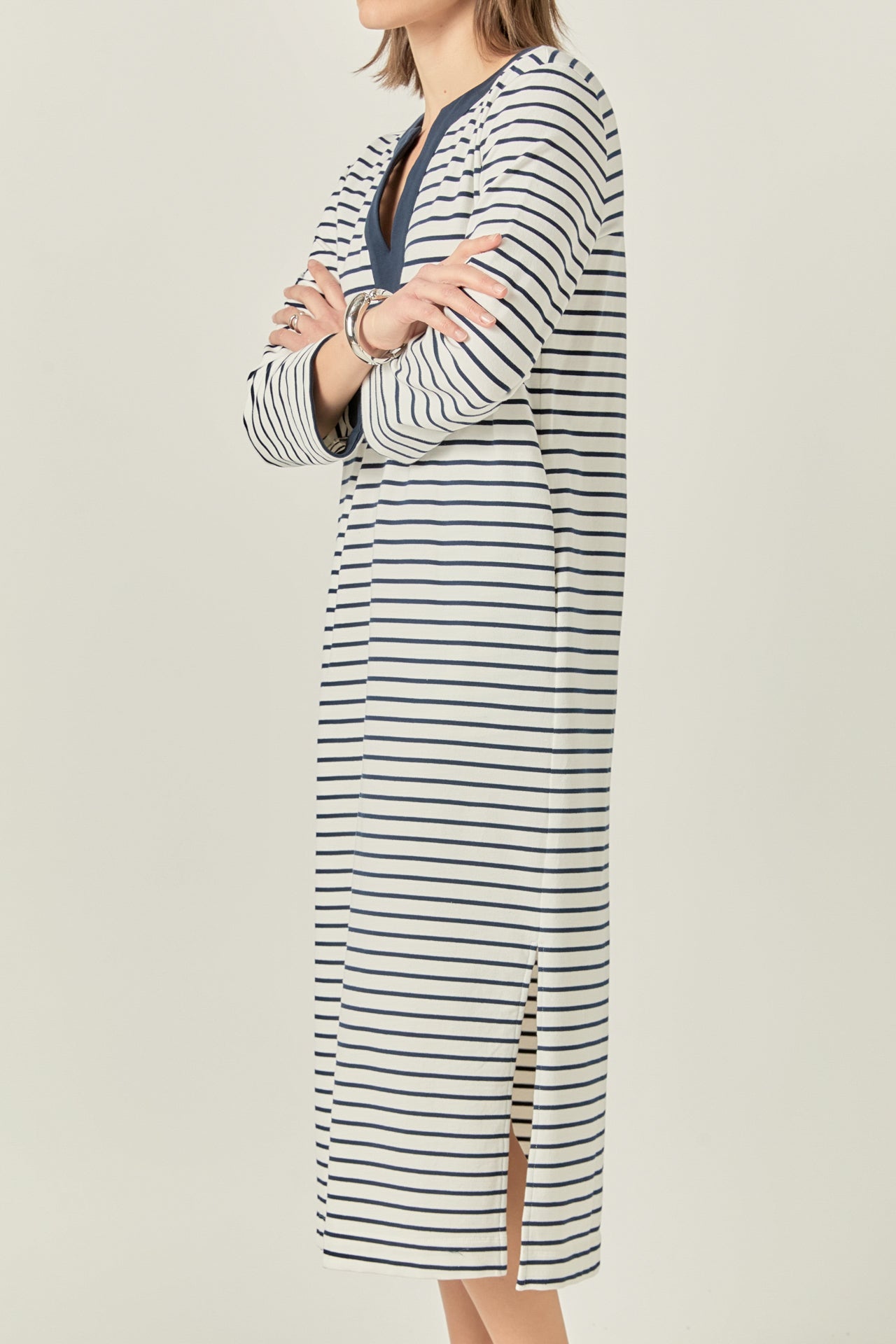 ENGLISH FACTORY - Stripe Jersey Midi Dress - DRESSES available at Objectrare