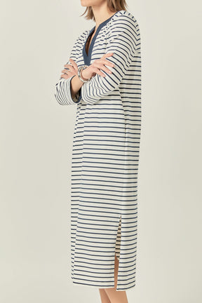 ENGLISH FACTORY - Stripe Jersey Midi Dress - DRESSES available at Objectrare