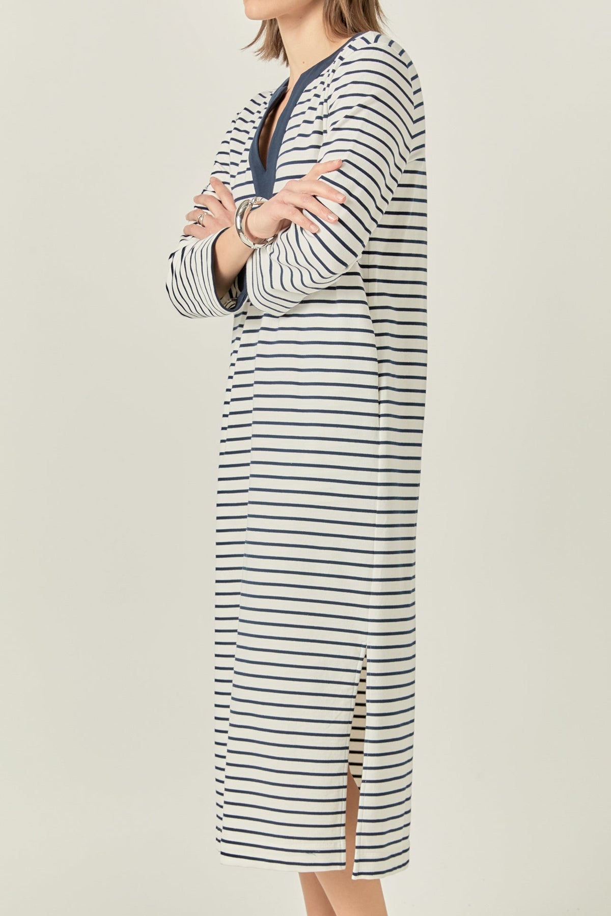 Stripe Jersey Midi Dress