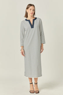 ENGLISH FACTORY - Stripe Jersey Midi Dress - DRESSES available at Objectrare