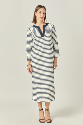 ENGLISH FACTORY - Stripe Jersey Midi Dress - DRESSES available at Objectrare