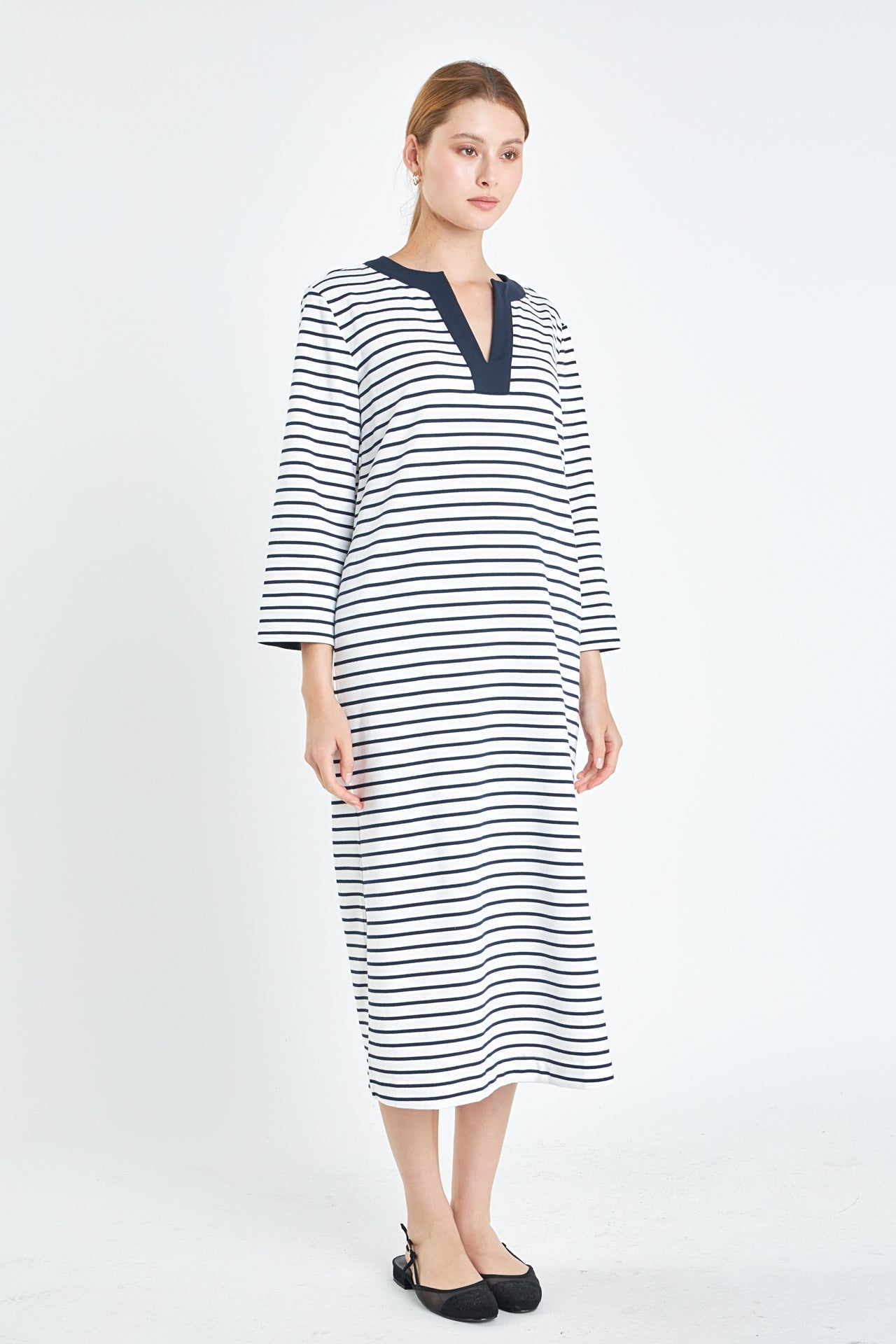 ENGLISH FACTORY - English Factory - Stripe Jersey Midi Dress - DRESSES available at Objectrare