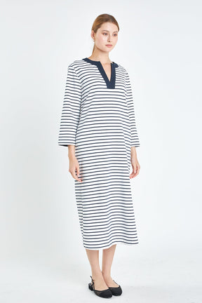 ENGLISH FACTORY - English Factory - Stripe Jersey Midi Dress - DRESSES available at Objectrare