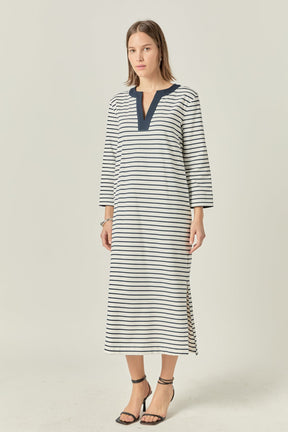 ENGLISH FACTORY - Stripe Jersey Midi Dress - DRESSES available at Objectrare