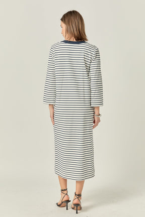 ENGLISH FACTORY - Stripe Jersey Midi Dress - DRESSES available at Objectrare