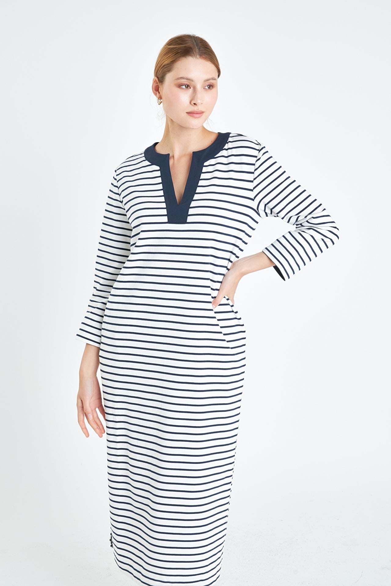 ENGLISH FACTORY - English Factory - Stripe Jersey Midi Dress - DRESSES available at Objectrare