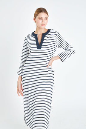 ENGLISH FACTORY - English Factory - Stripe Jersey Midi Dress - DRESSES available at Objectrare