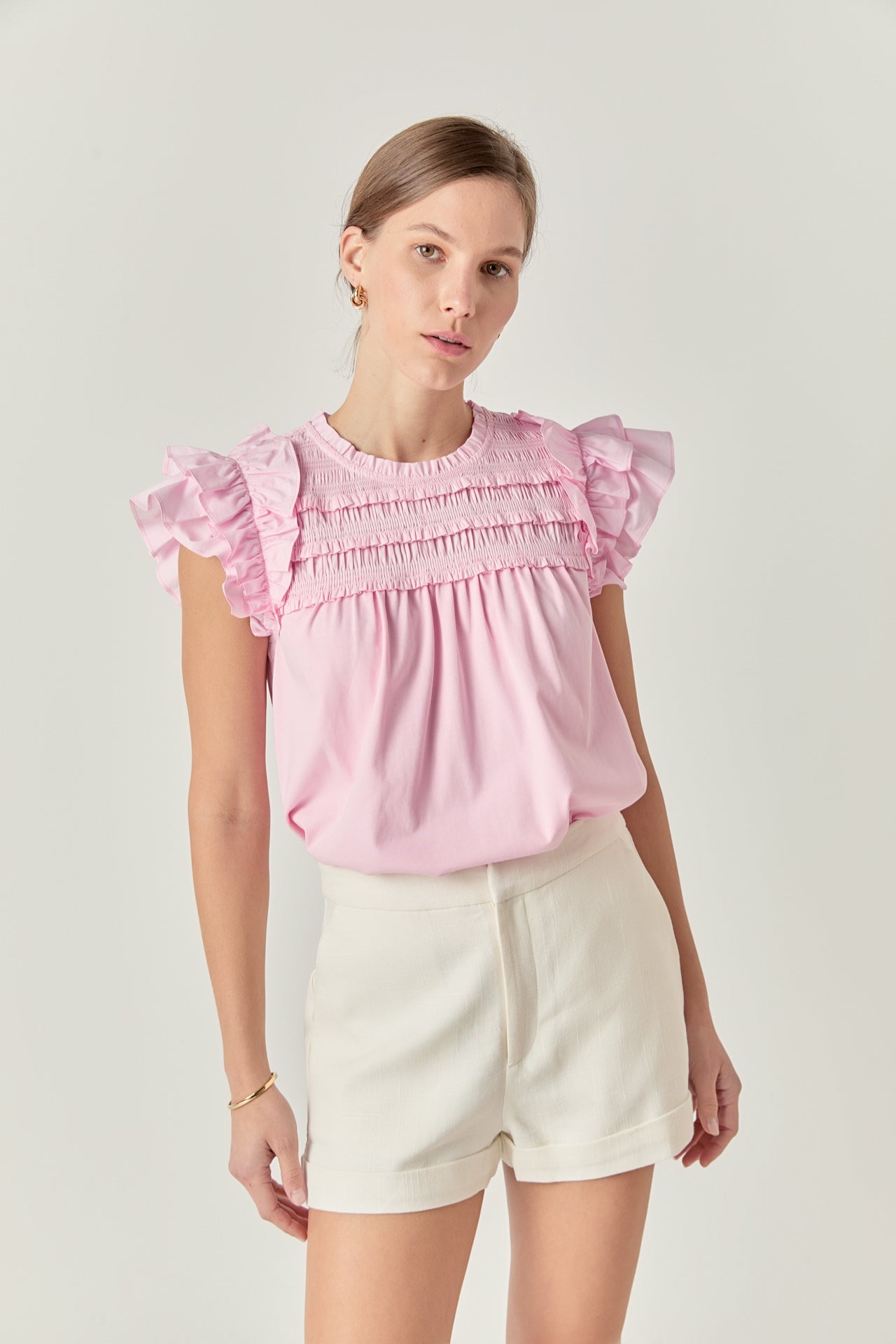 Mix Media Ruffle Top