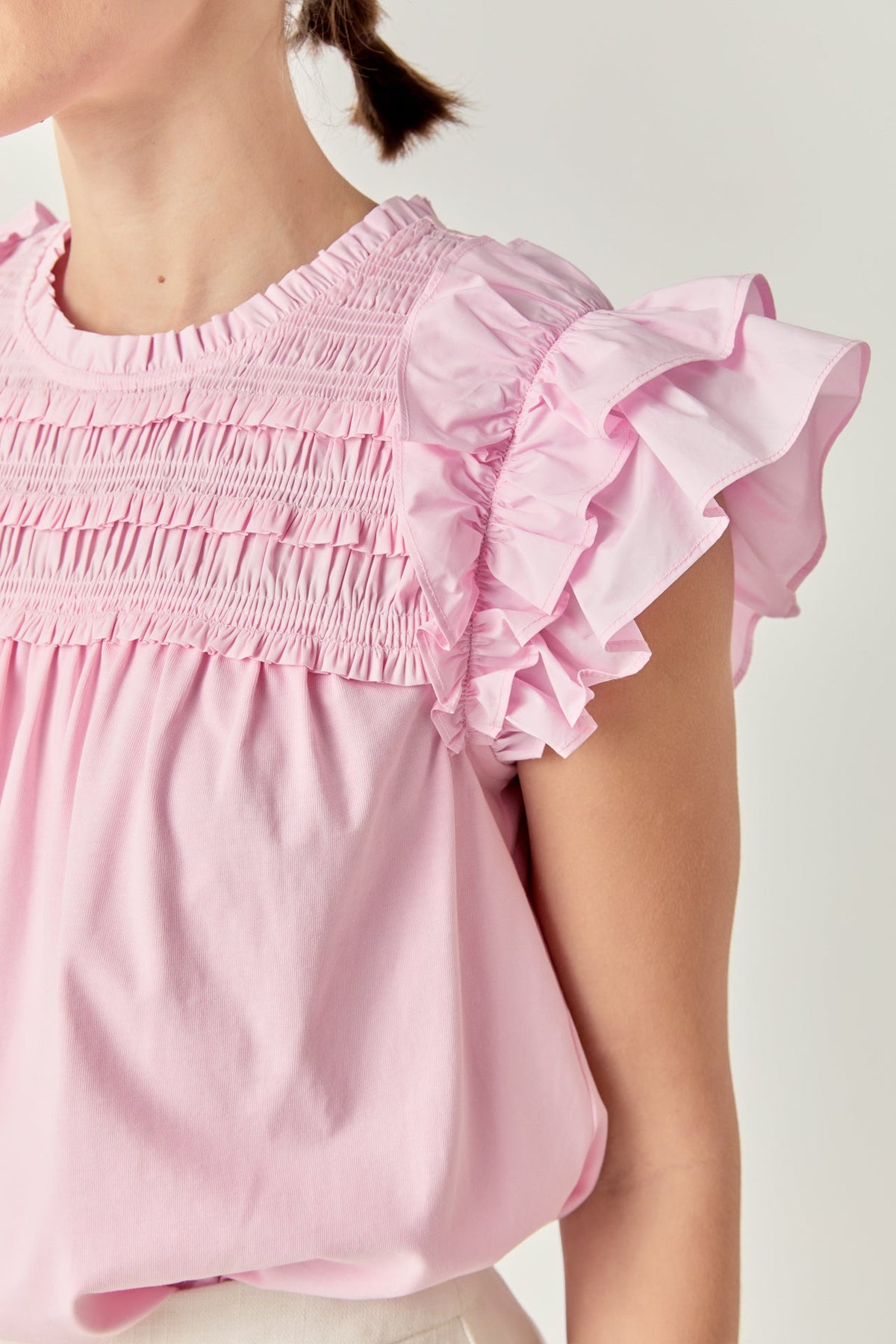 ENGLISH FACTORY - English Factory - Mix Media Ruffle Top - TOPS available at Objectrare