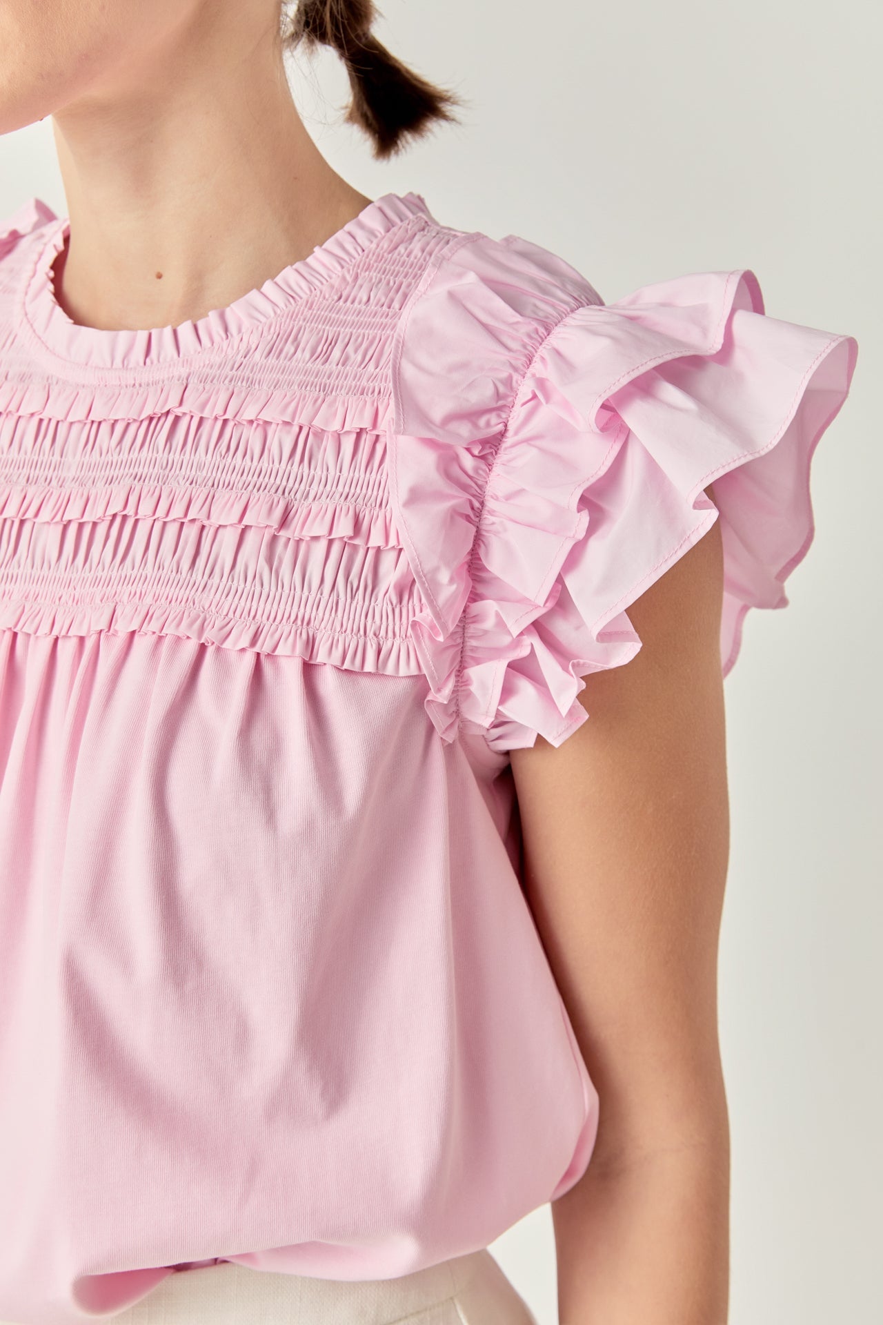 Mix Media Ruffle Top