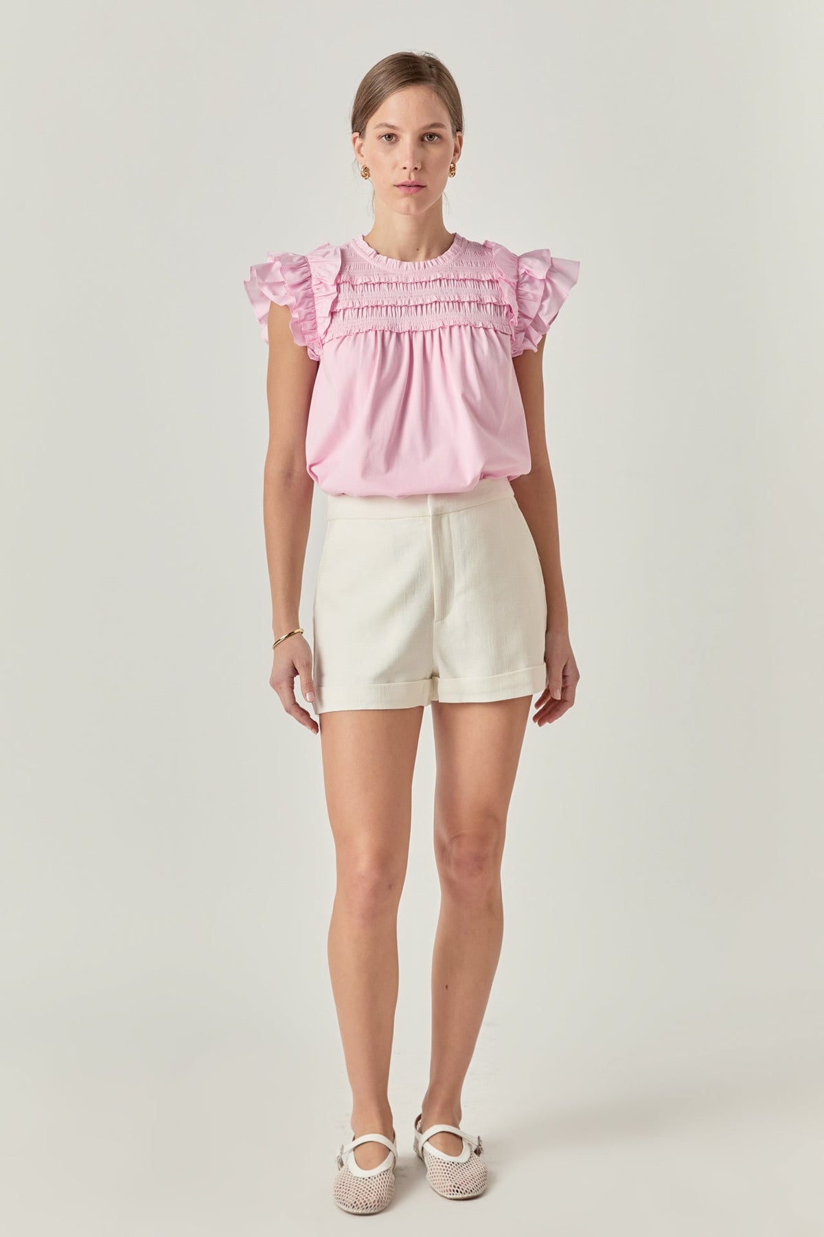 ENGLISH FACTORY - English Factory - Mix Media Ruffle Top - TOPS available at Objectrare