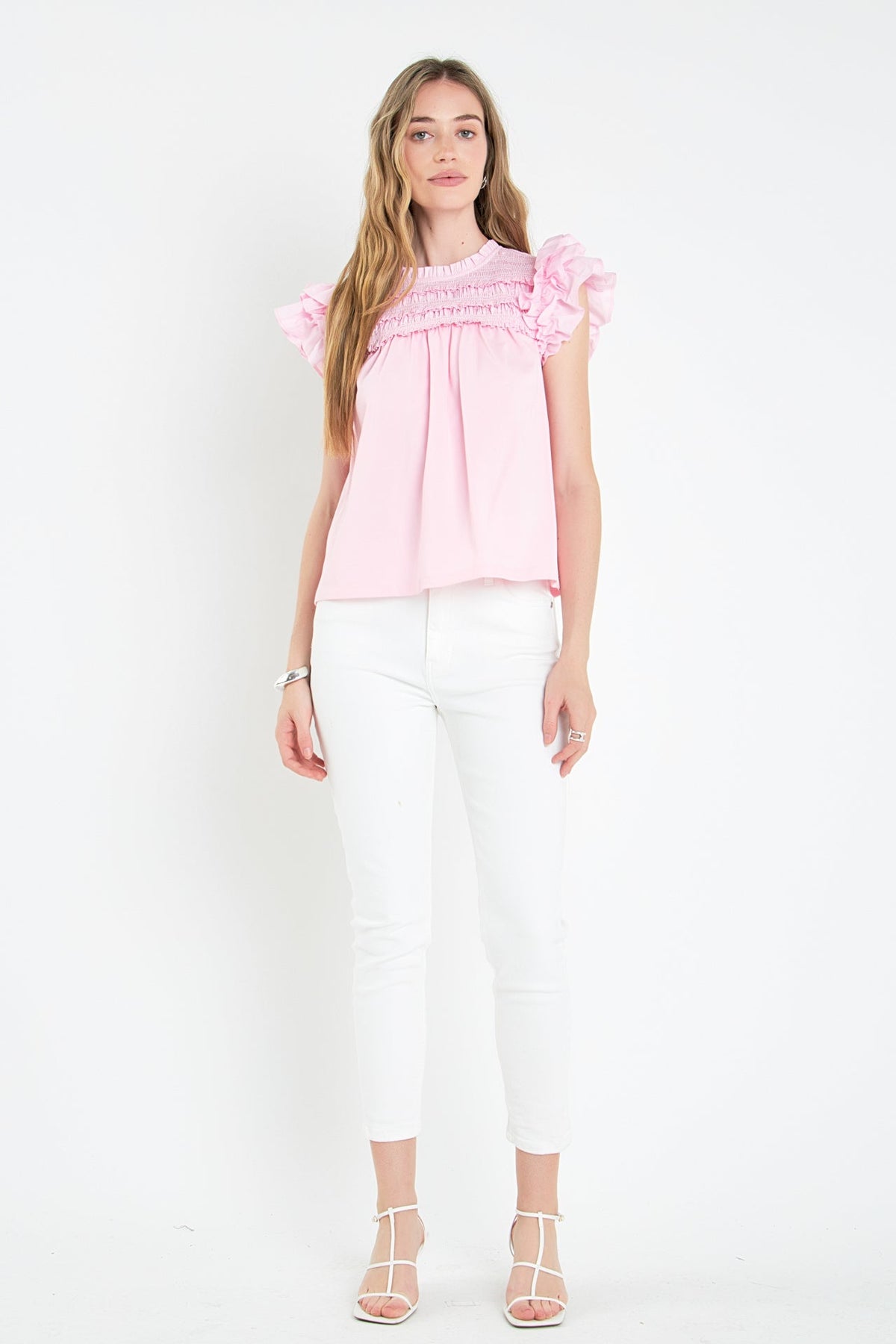 ENGLISH FACTORY - English Factory - Mix Media Ruffle Top - TOPS available at Objectrare