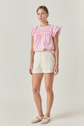 Mix Media Ruffle Top
