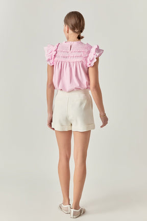 Mix Media Ruffle Top