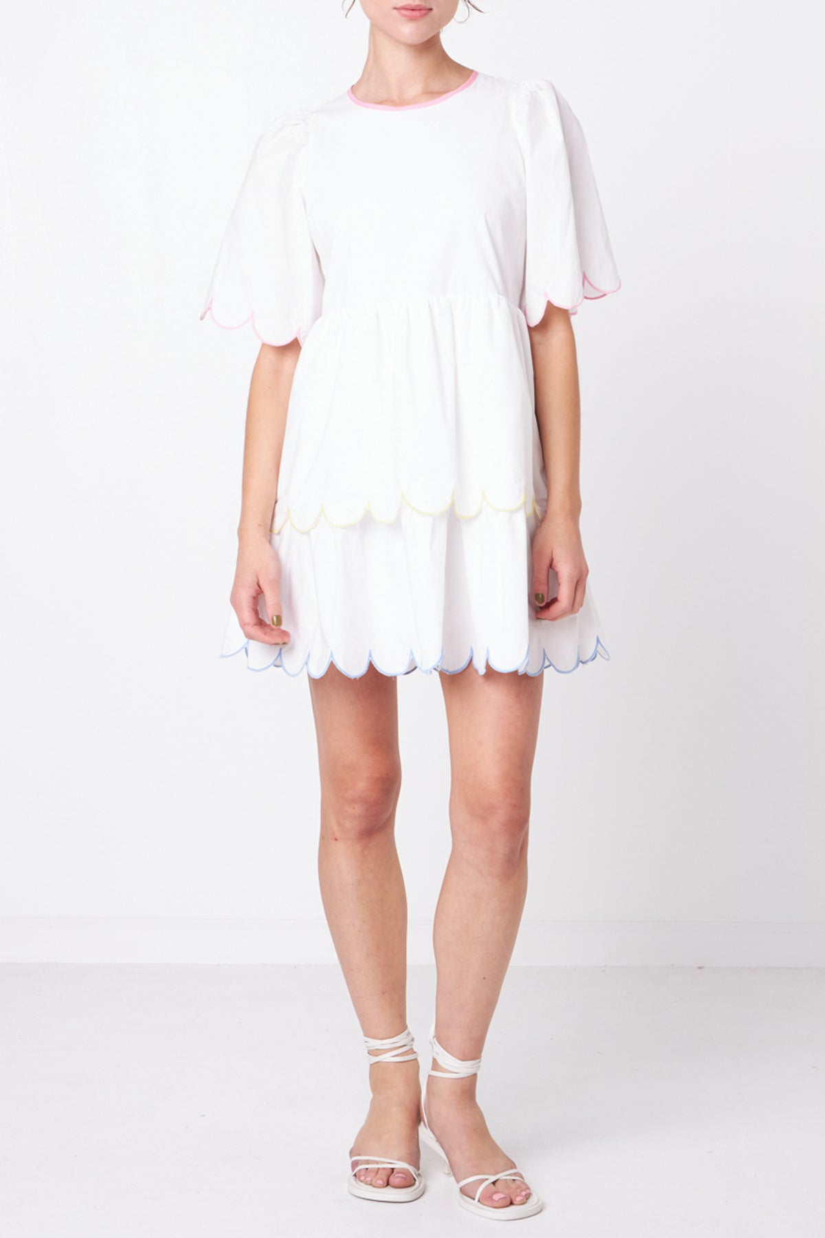 ENGLISH FACTORY - Scallop Embroidery Mini Dress - DRESSES available at Objectrare