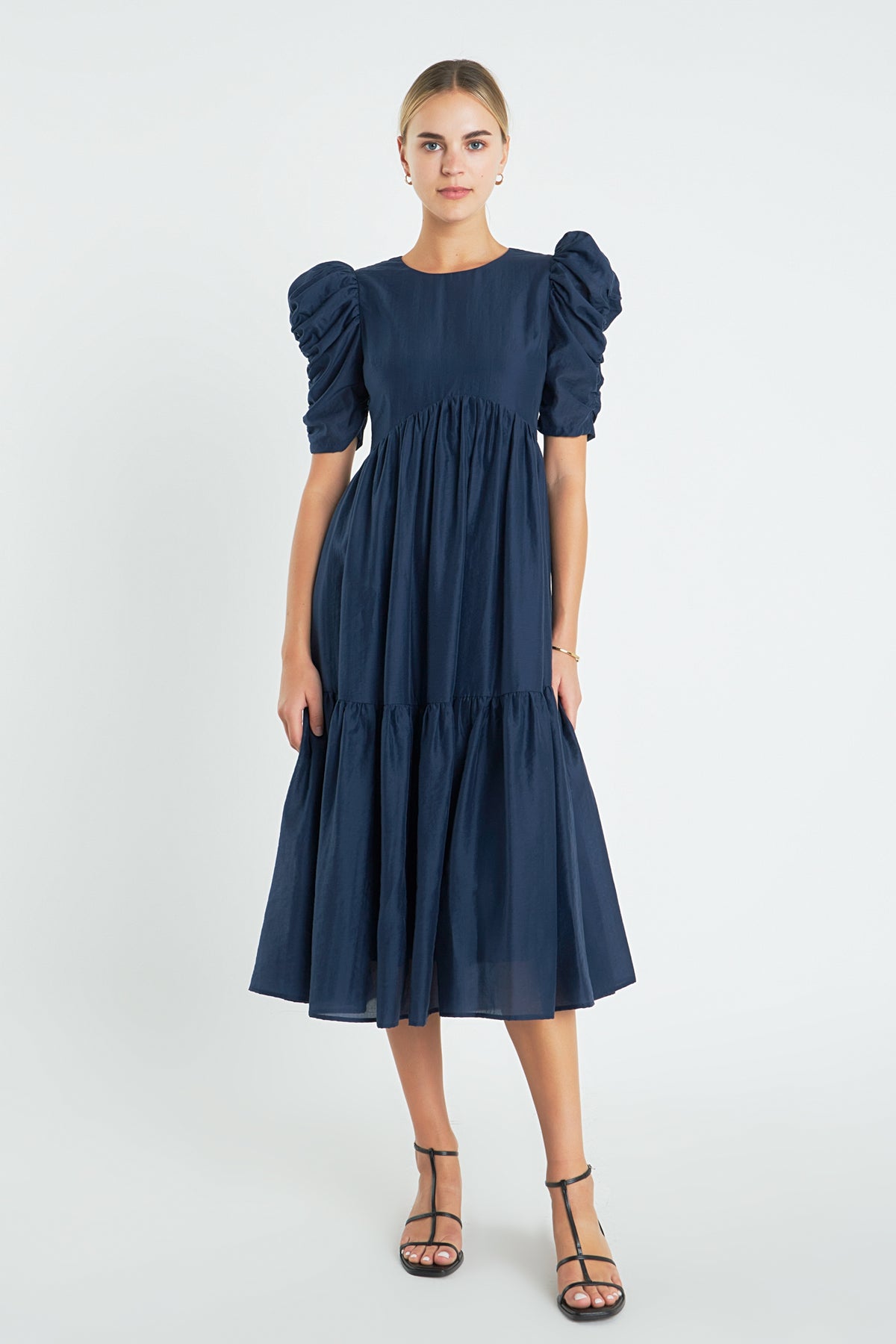 ENGLISH FACTORY - Puff Sleeves Midi Dress - DRESSES available at Objectrare