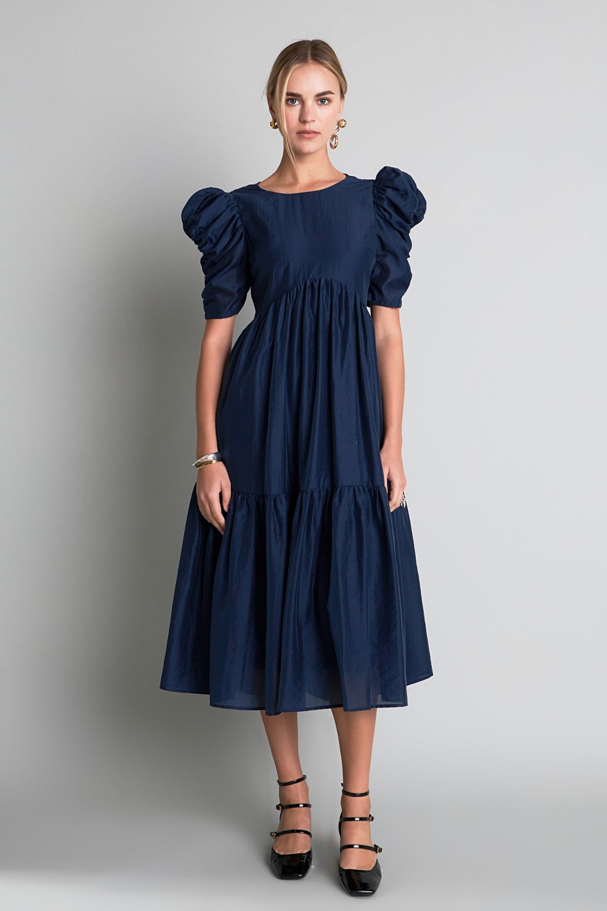 ENGLISH FACTORY - English Factory - Puff Sleeves Midi Dress - DRESSES available at Objectrare