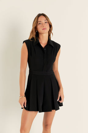 ENGLISH FACTORY - Pleated Romper - ROMPERS available at Objectrare
