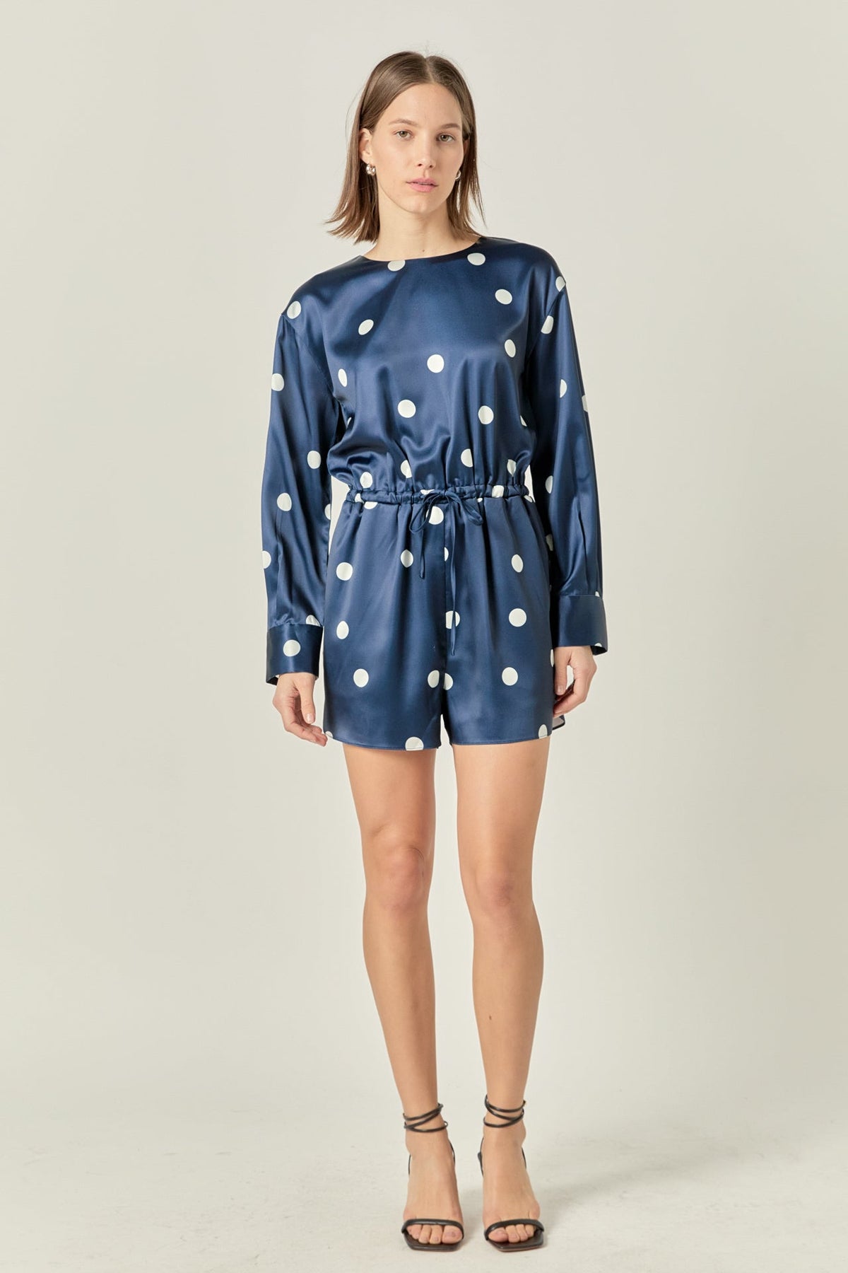 Dot Printed Satin Romper