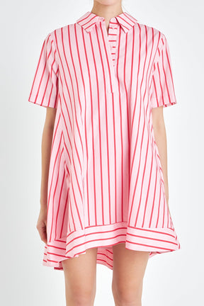Stripe A-line Shirt Dress