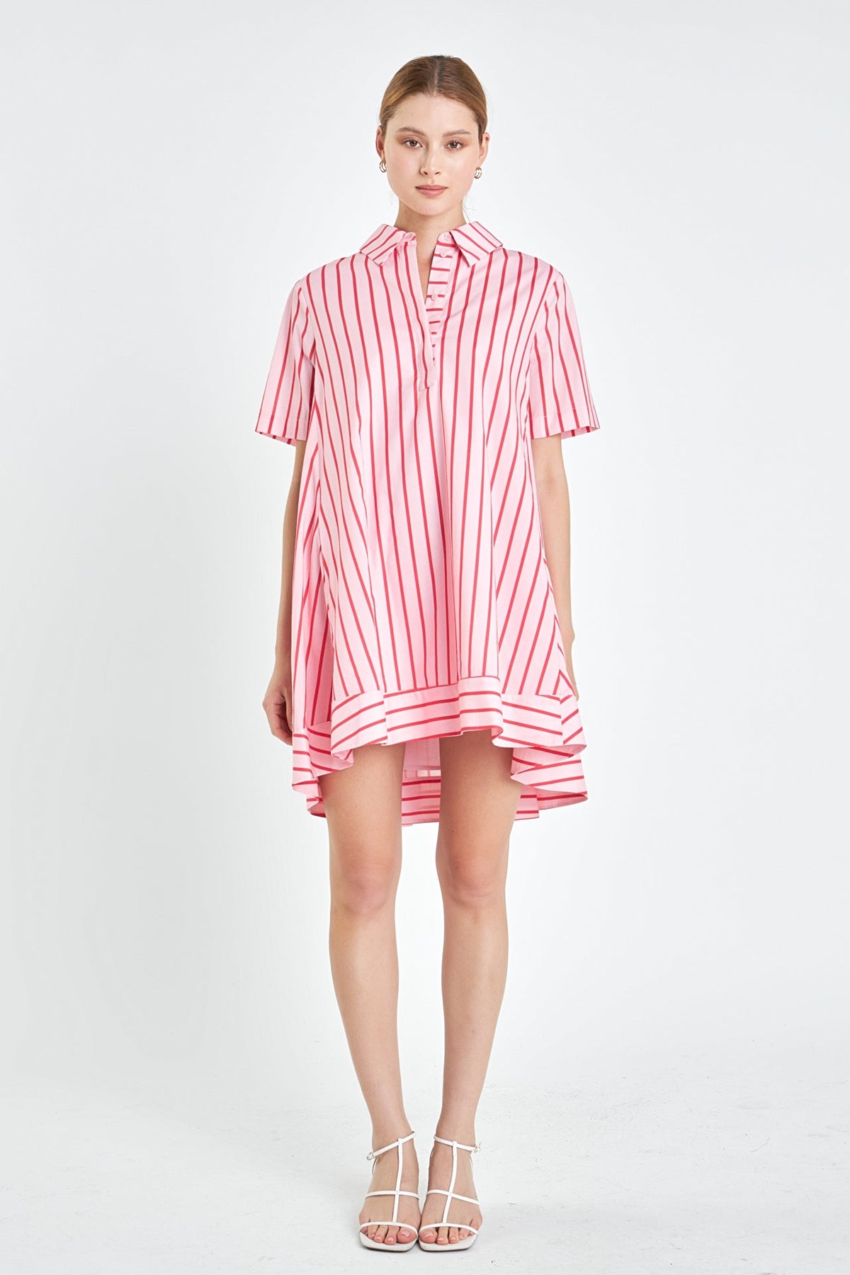 Stripe A-line Shirt Dress