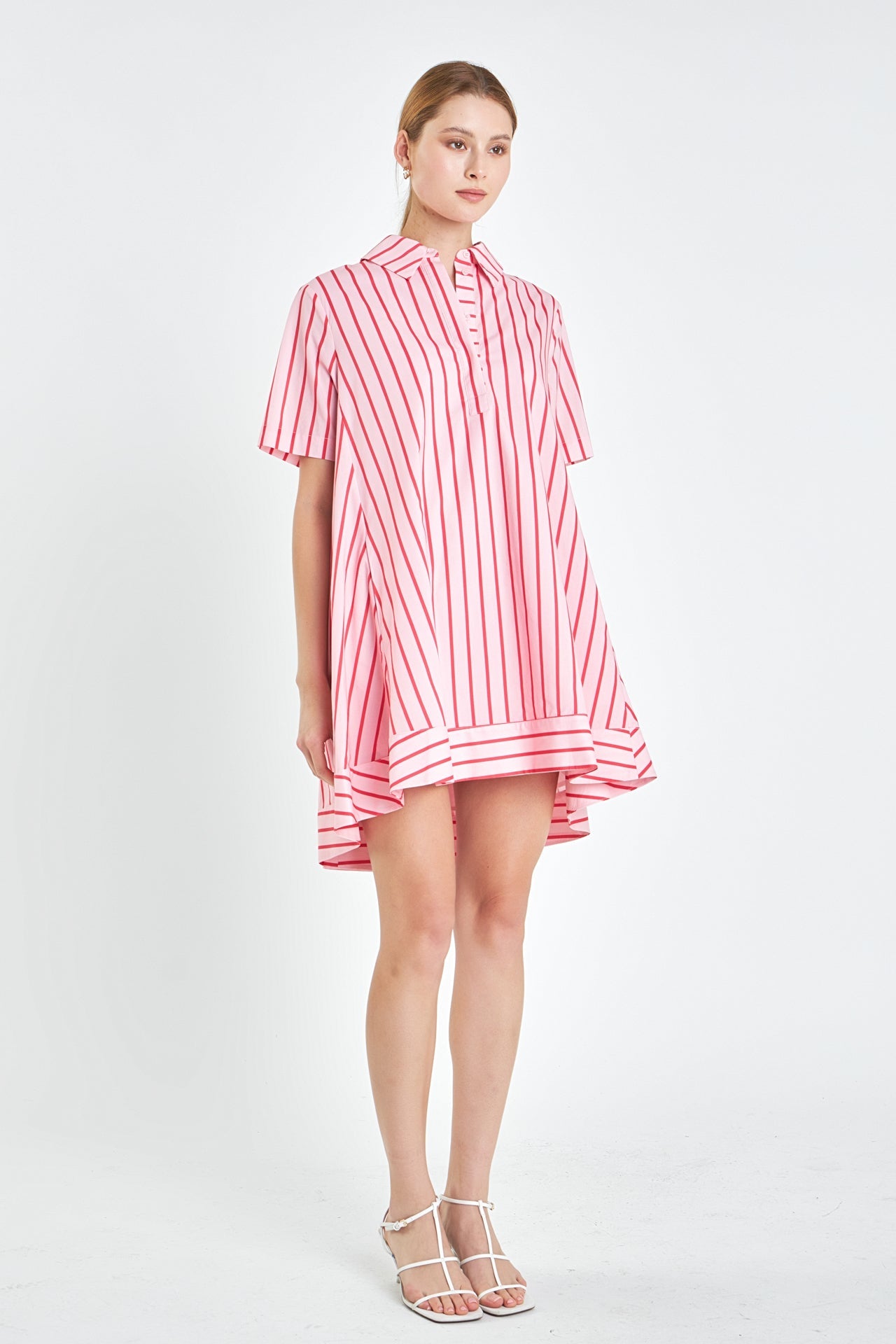 Stripe A-line Shirt Dress