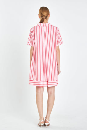 Stripe A-line Shirt Dress