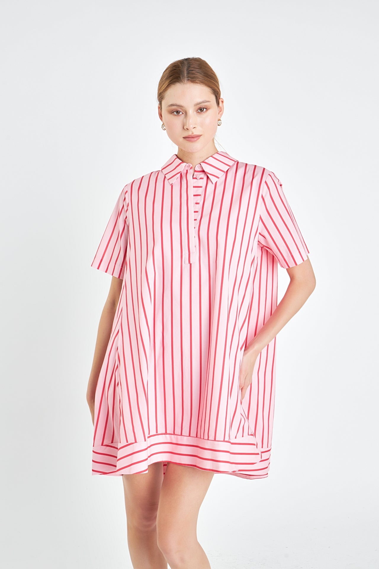 Stripe A-line Shirt Dress