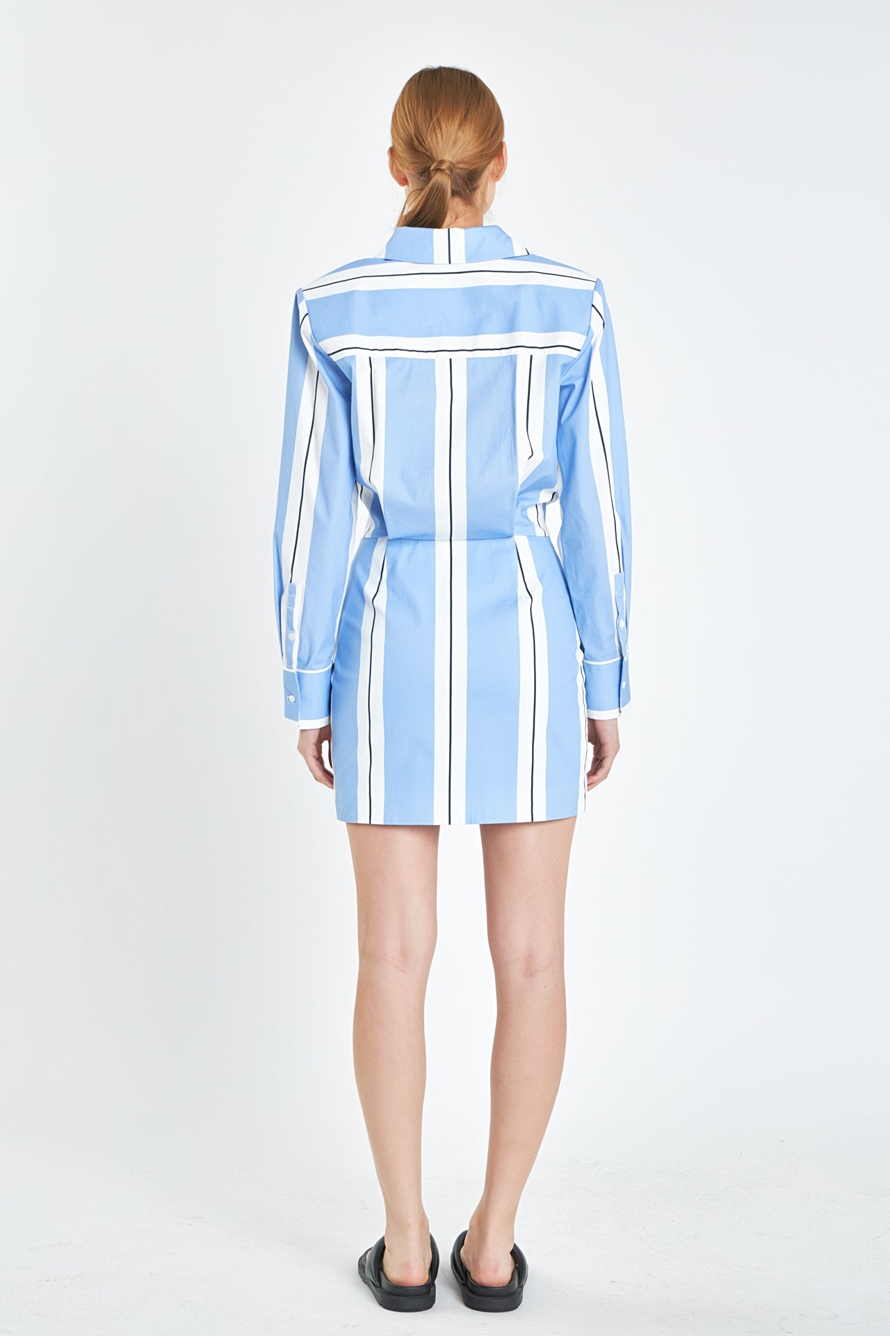 GREY LAB - Stripe Power Shoulder Mini Dress - DRESSES available at Objectrare