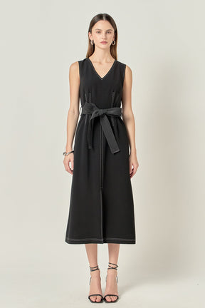 ENGLISH FACTORY - Stitch Detail Midi Dress - DRESSES available at Objectrare