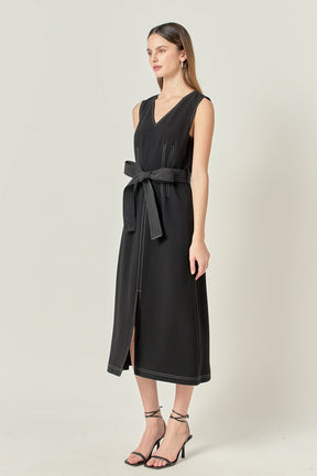 Stitch Detail Midi Dress