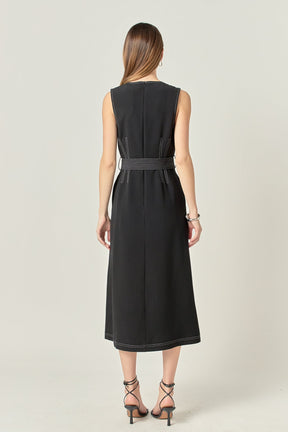 ENGLISH FACTORY - Stitch Detail Midi Dress - DRESSES available at Objectrare