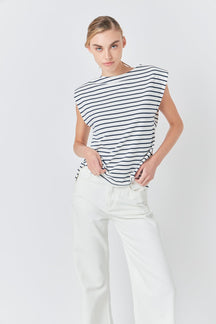 GREY LAB - Grey Lab - Striped Padded Sleeveless Top - TOPS available at Objectrare