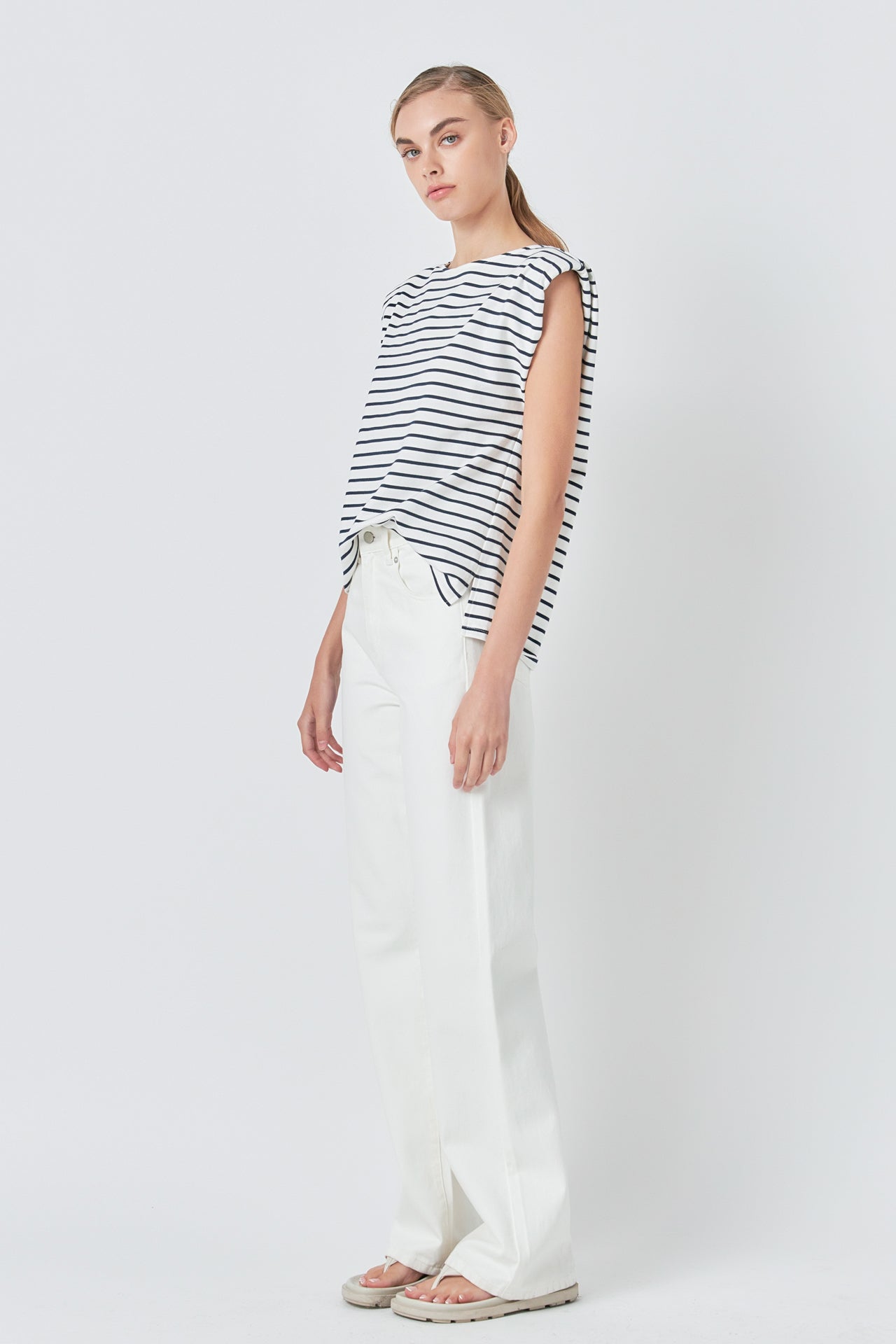 GREY LAB - Striped Padded Sleeveless Top - TOPS available at Objectrare