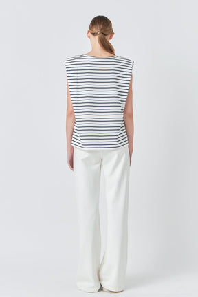 GREY LAB - Grey Lab - Striped Padded Sleeveless Top - TOPS available at Objectrare